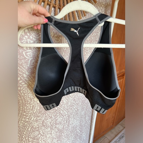 Puma Padded Racerback Structured Black and Gray Signature Sports Bra - Picture 6 of 10